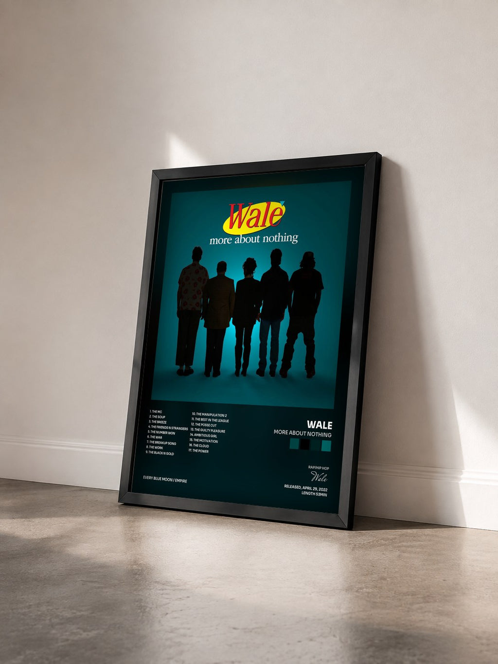 #noir Tableau de l'album More About Nothing de Wale vu de trois quarts, cadre noir