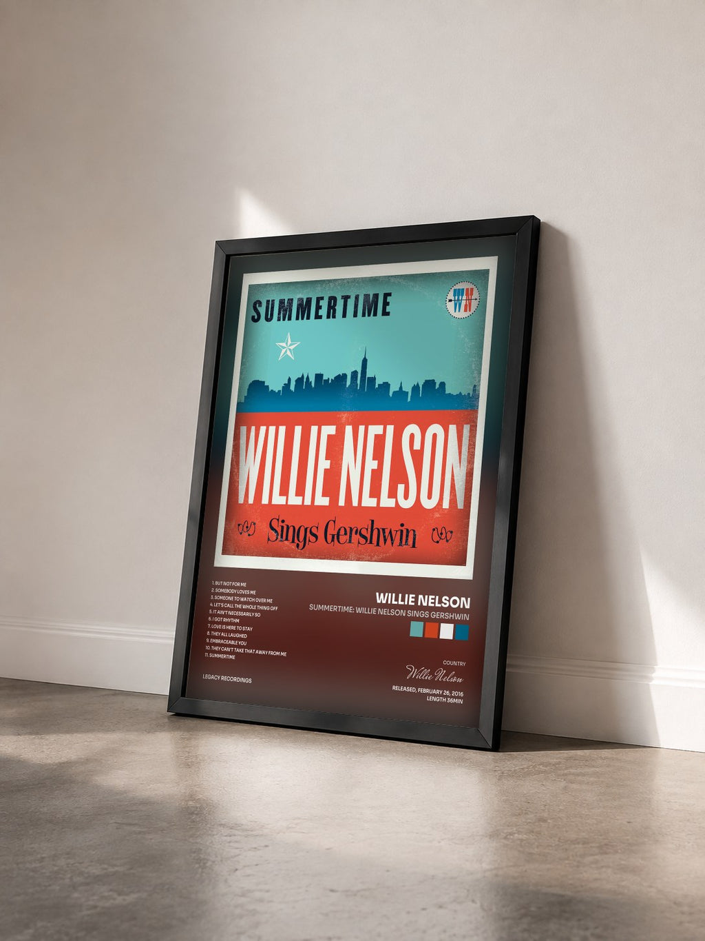 #noir Tableau de l'album Summertime: Willie Nelson Sings Gershwin de Willie Nelson vu de trois quarts, cadre noir