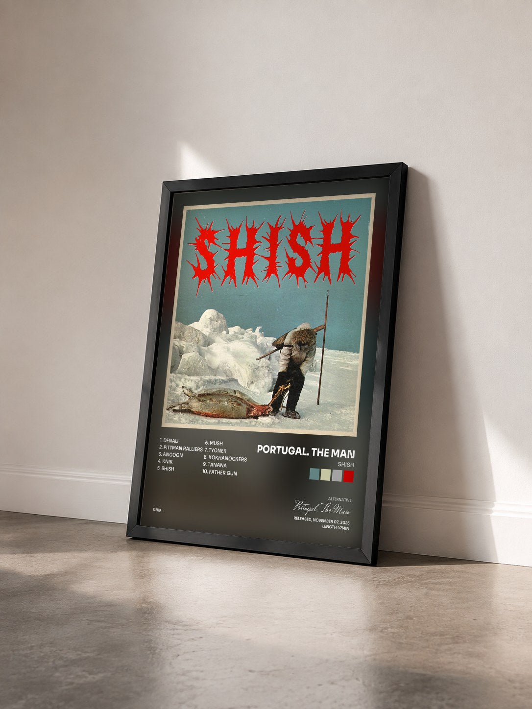 #noir Tableau de l'album SHISH de Portugal. The Man vu de trois quarts, cadre noir