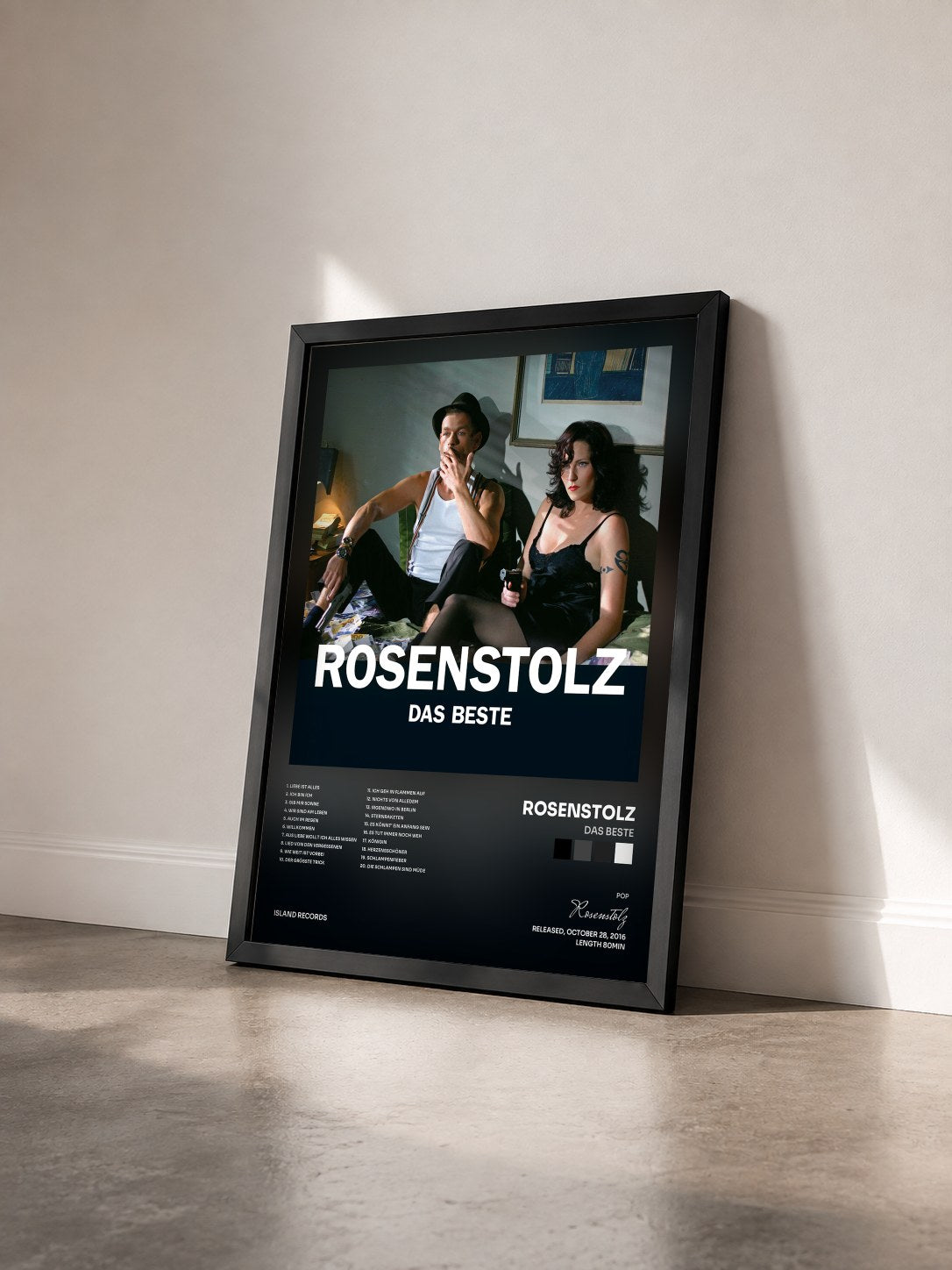 #noir Tableau de l'album Das Beste de Rosenstolz vu de trois quarts, cadre noir