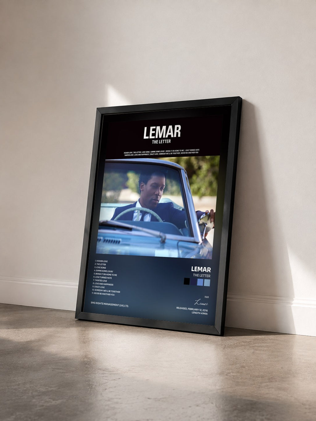 #noir Tableau de l'album The Letter de Lemar vu de trois quarts, cadre noir
