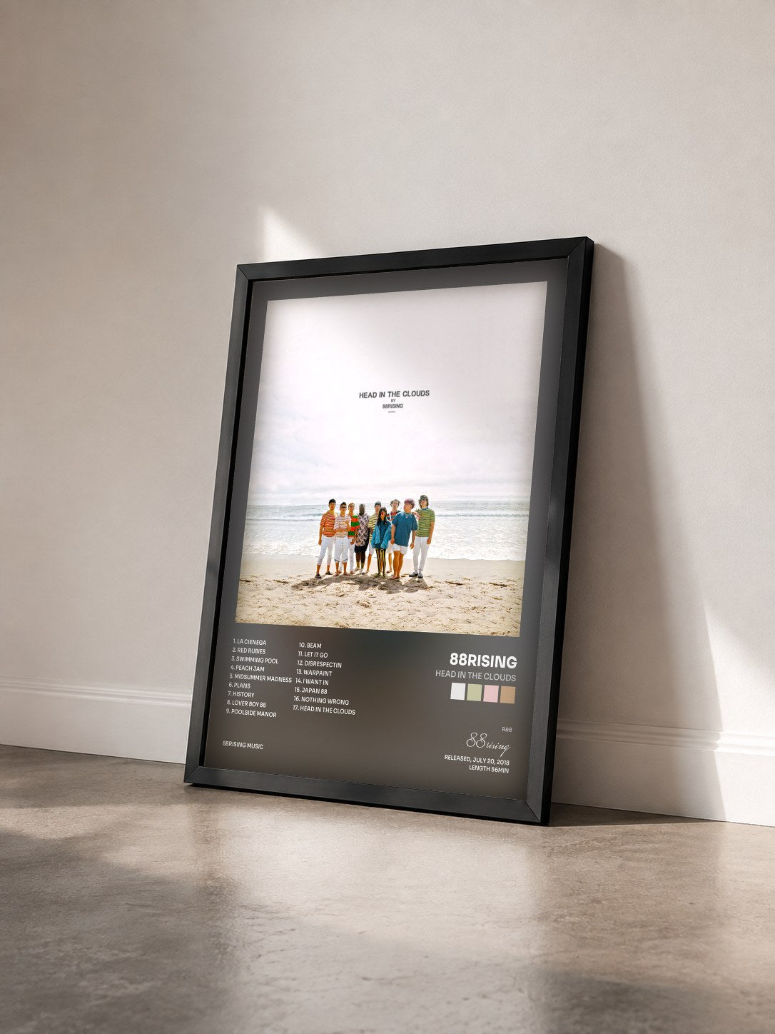 #noir Tableau de l'album Head In The Clouds de 88rising vu de trois quarts, cadre noir