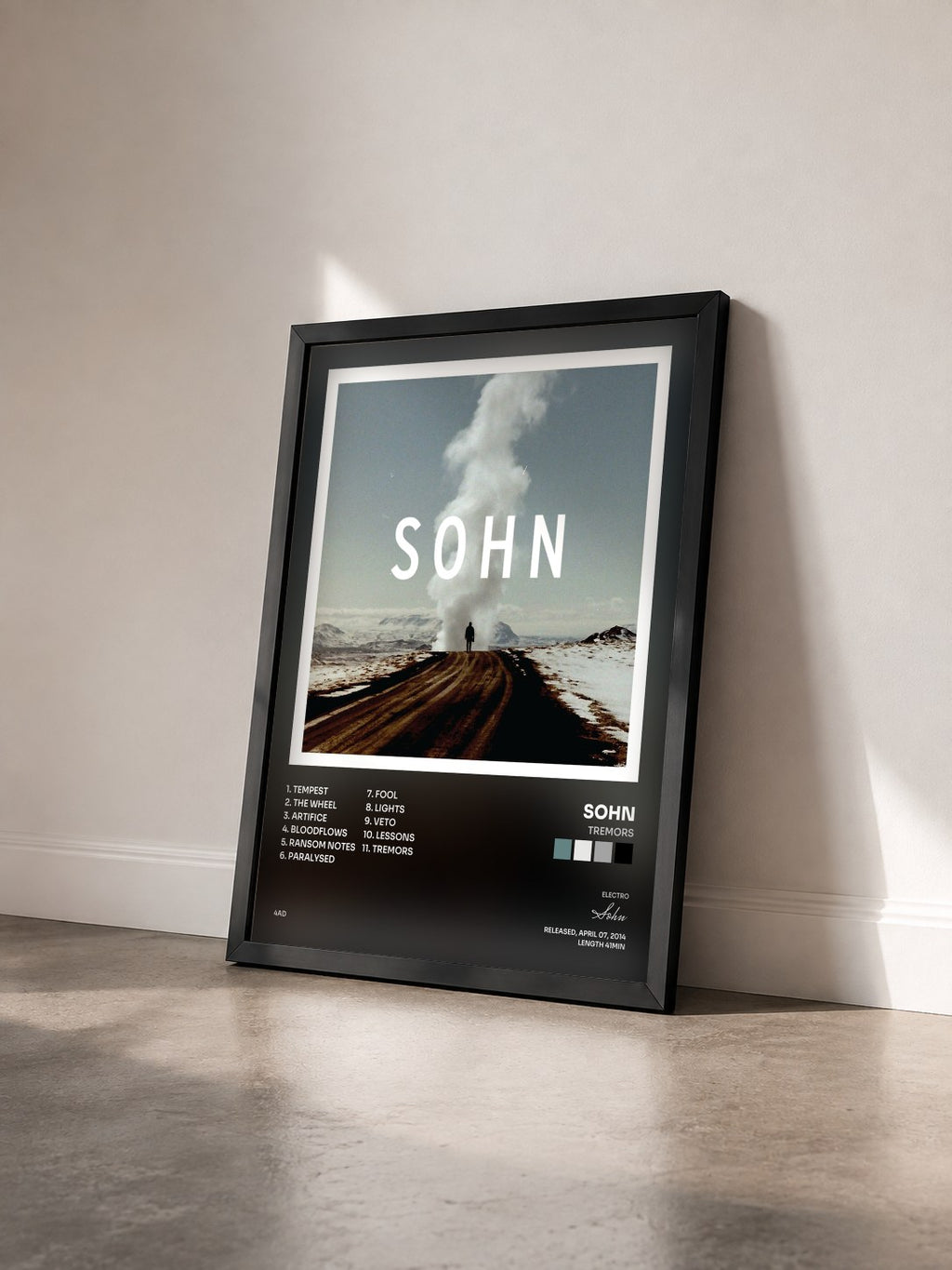 #noir Tableau de l'album Tremors de Sohn vu de trois quarts, cadre noir