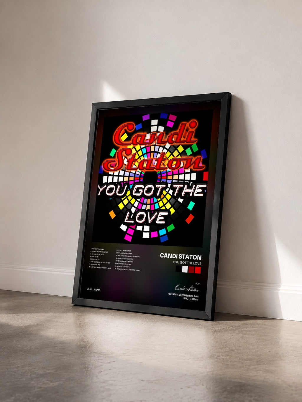 #noir Tableau de l'album You Got the Love de Candi Staton vu de trois quarts, cadre noir