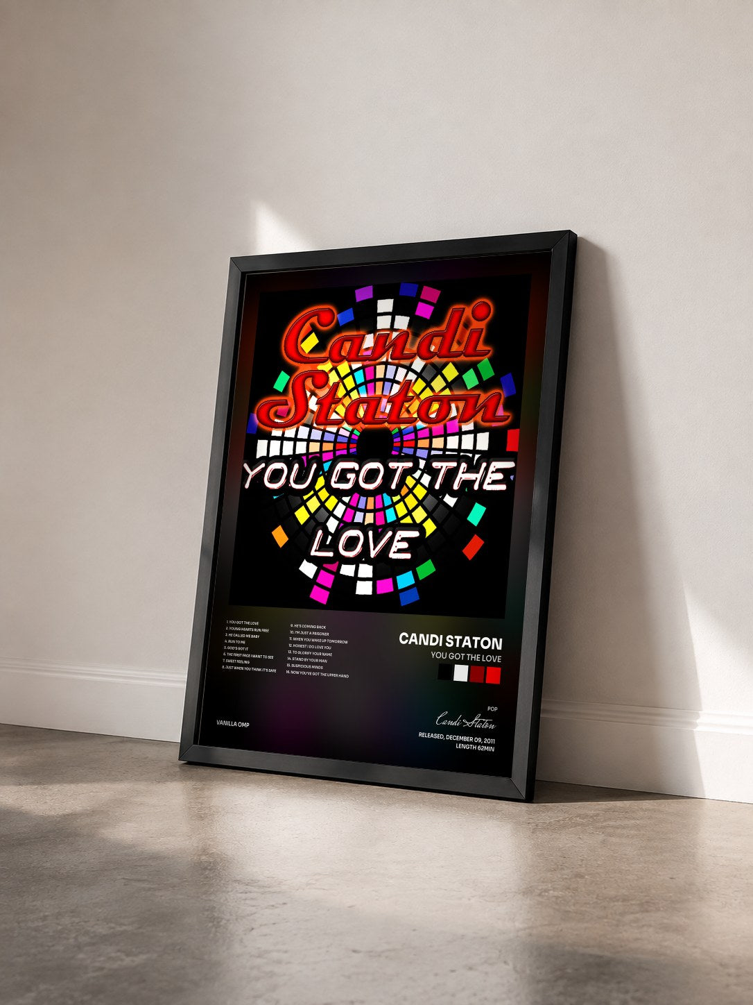 #noir Tableau de l'album You Got the Love de Candi Staton vu de trois quarts, cadre noir