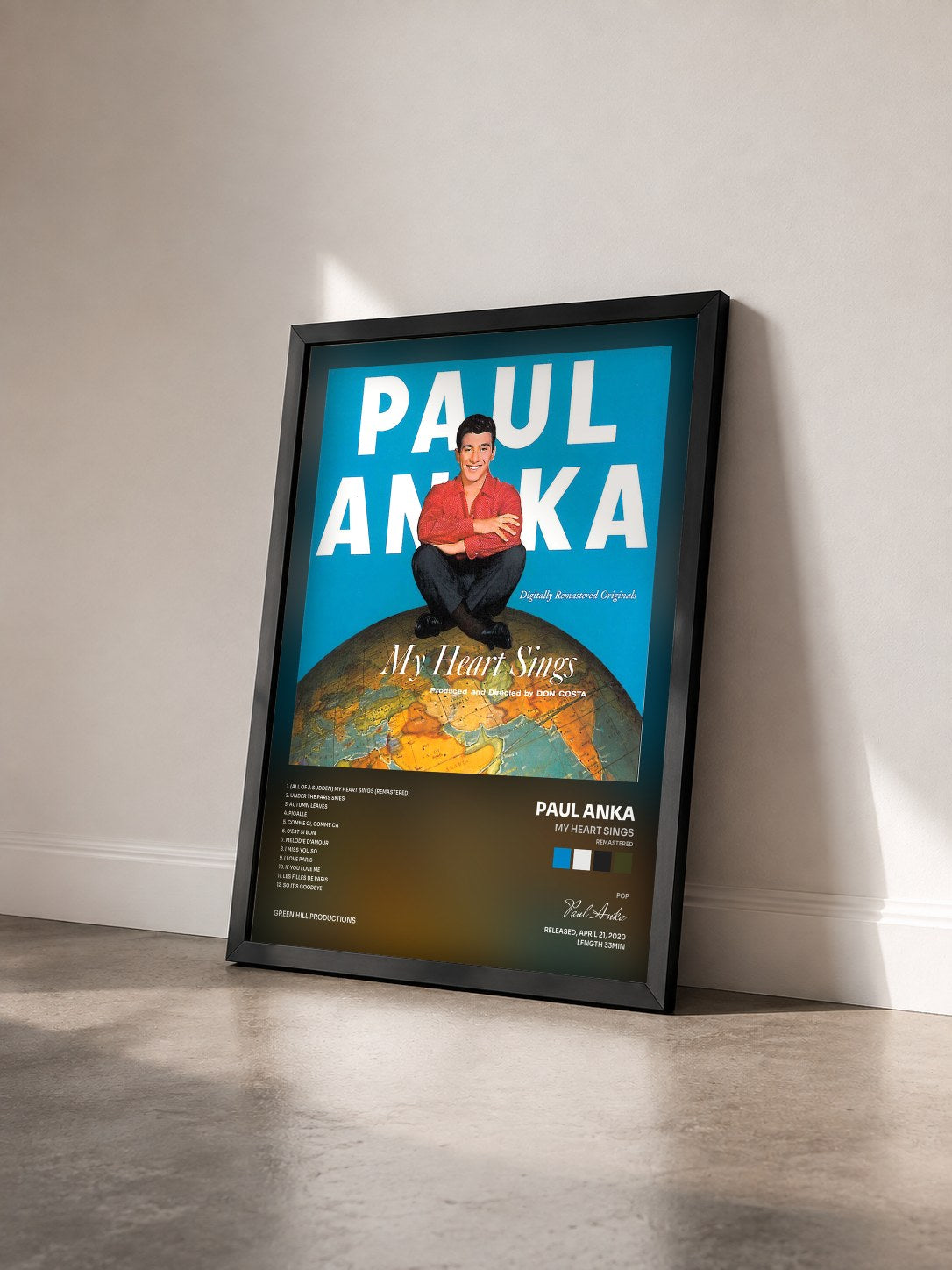 #noir Tableau de l'album My Heart Sings (Remastered) de Paul Anka vu de trois quarts, cadre noir