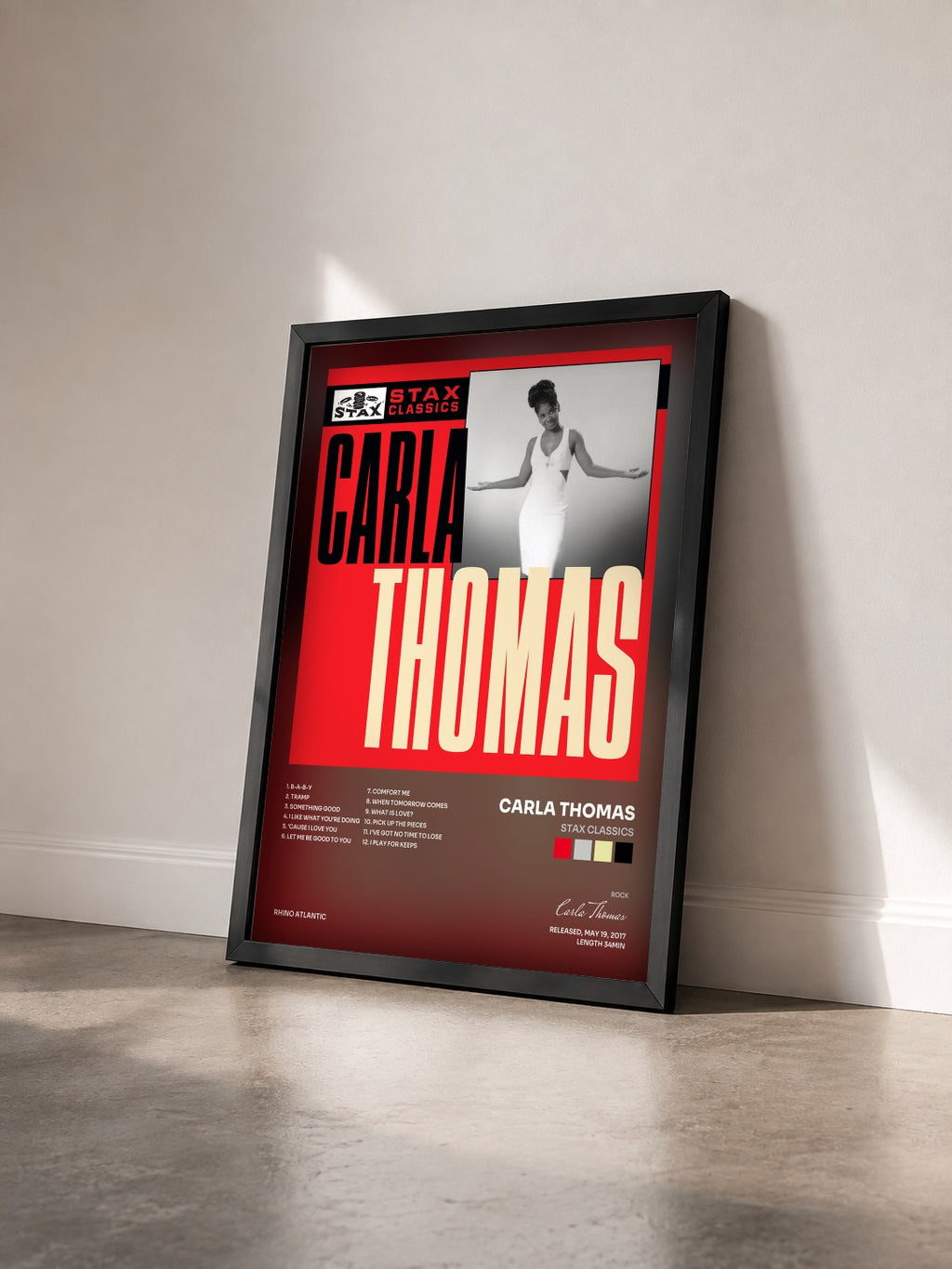 #noir Tableau de l'album Stax Classics de Carla Thomas vu de trois quarts, cadre noir