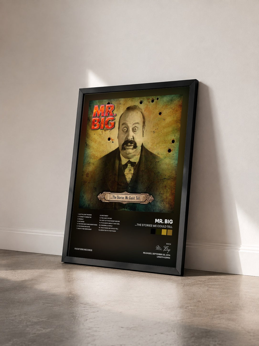 #noir Tableau de l'album ...The Stories We Could Tell de Mr. Big vu de trois quarts, cadre noir