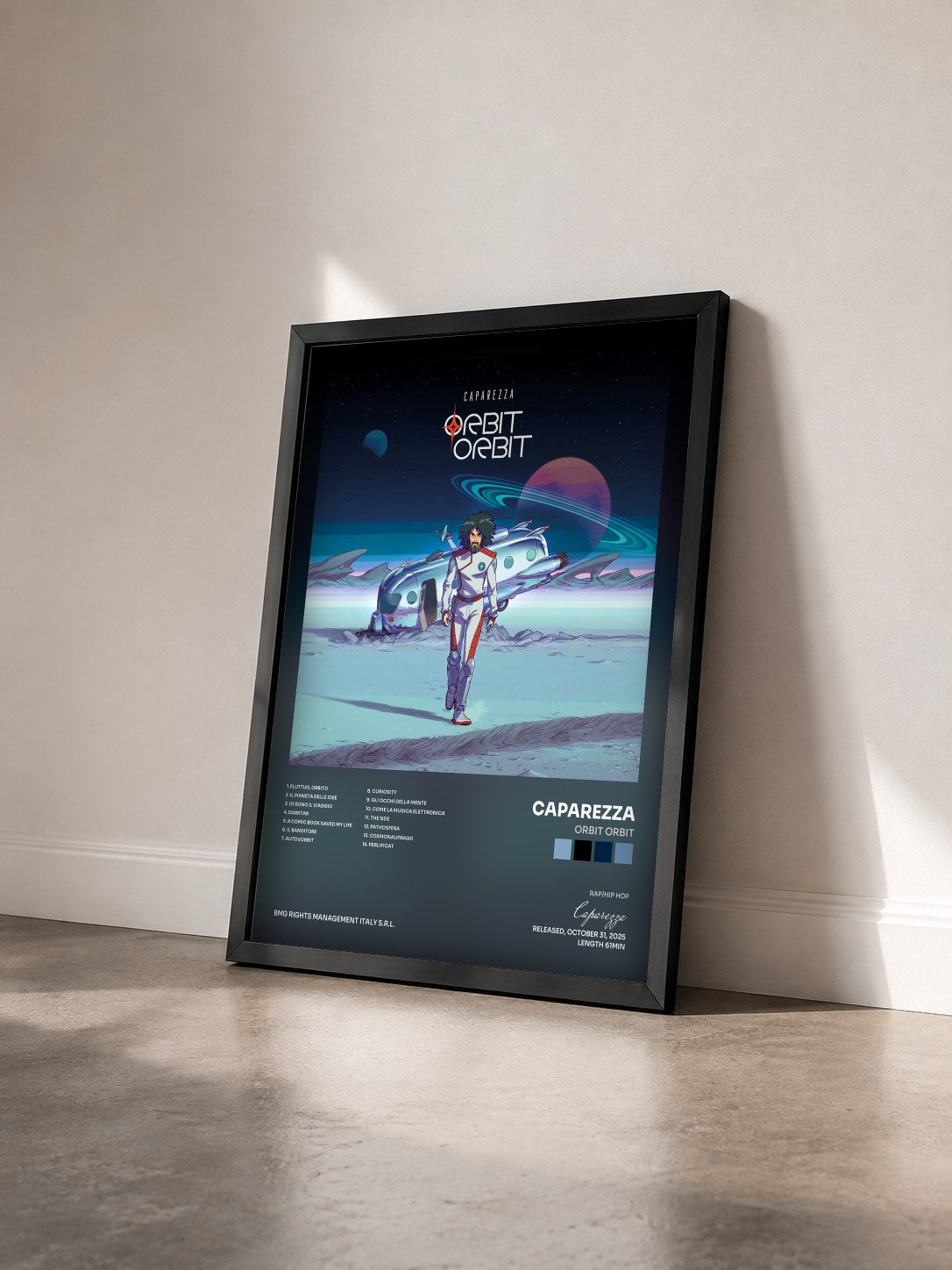 #noir Tableau de l'album Orbit Orbit de Caparezza vu de trois quarts, cadre noir