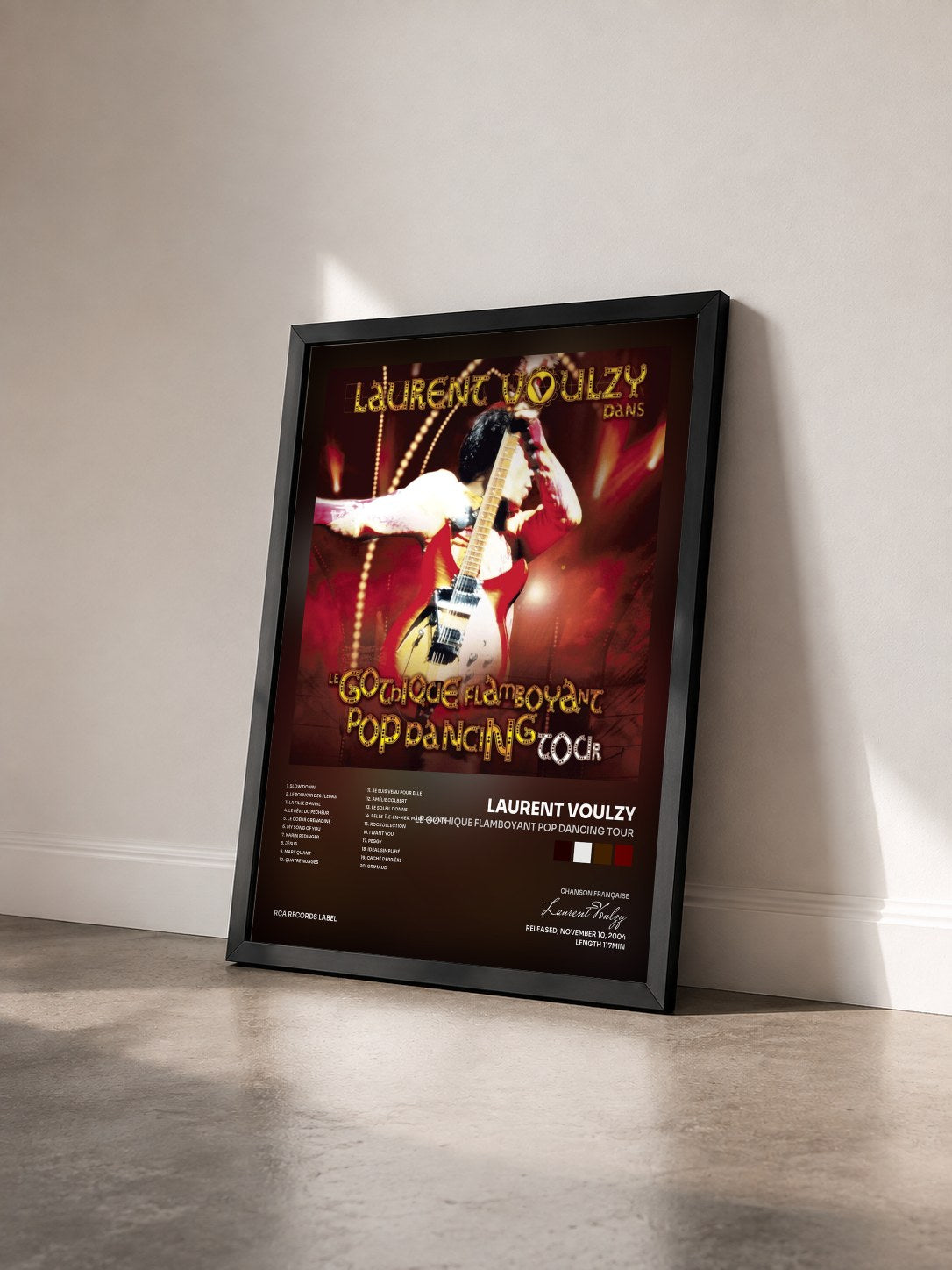 #noir Tableau de l'album Le gothique flamboyant pop dancing tour de Laurent Voulzy vu de trois quarts, cadre noir