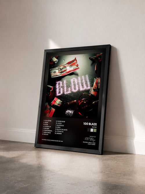 #noir Tableau de l'album Blow de 100 Blaze vu de trois quarts, cadre noir