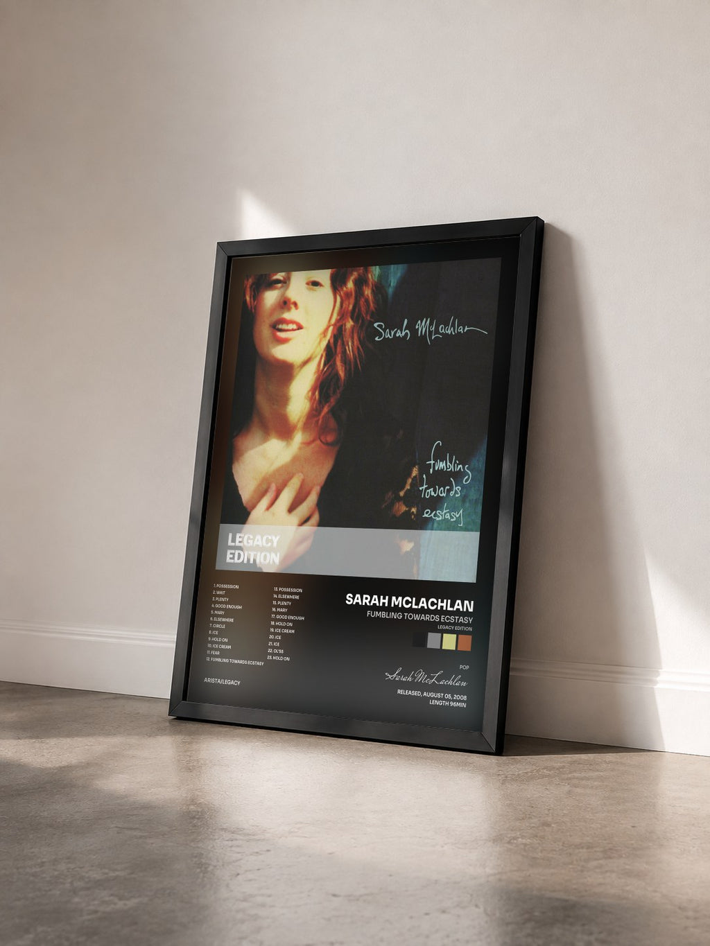 #noir Tableau de l'album Fumbling Towards Ecstasy (Legacy Edition) de Sarah McLachlan vu de trois quarts, cadre noir