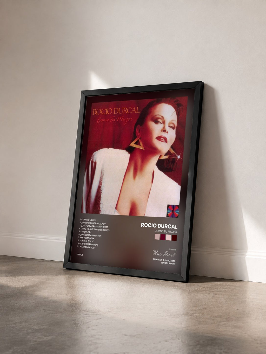 #noir Tableau de l'album Como Tu Mujer de Rocio Durcal vu de trois quarts, cadre noir