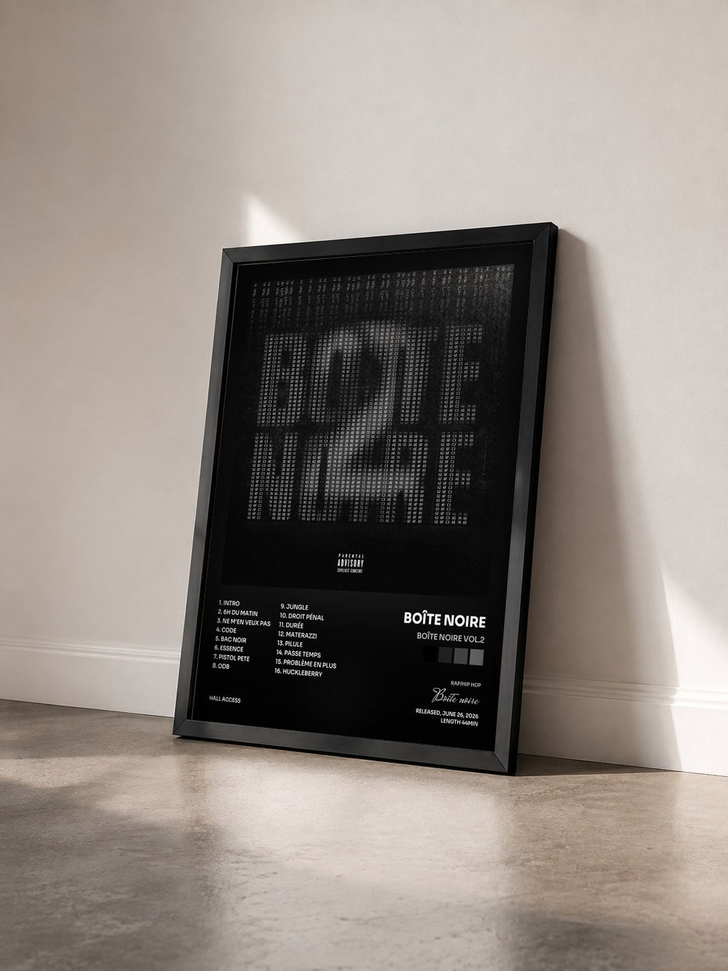 #noir Tableau de l'album Boîte Noire Vol.2 de Boîte noire vu de trois quarts, cadre noir