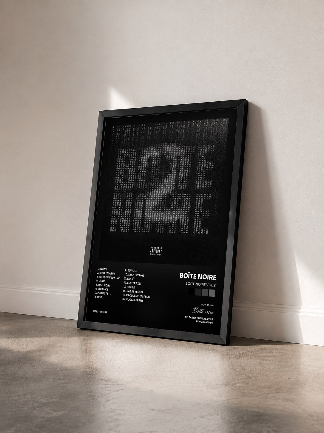 #noir Tableau de l'album Boîte Noire Vol.2 de Boîte noire vu de trois quarts, cadre noir
