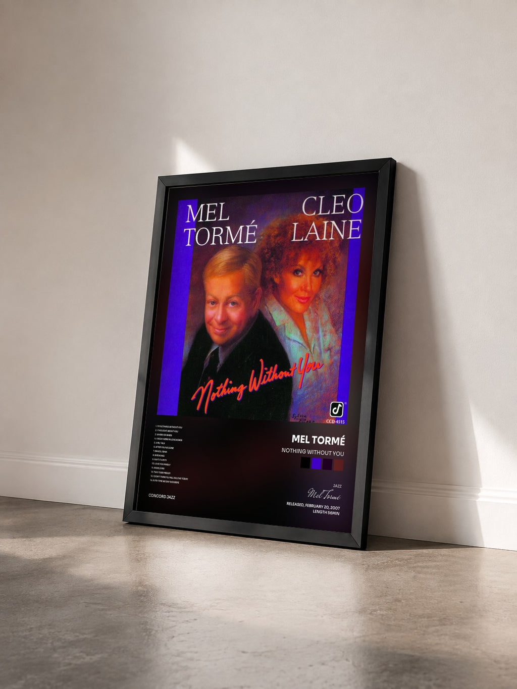 #noir Tableau de l'album Nothing Without You de Mel Tormé vu de trois quarts, cadre noir