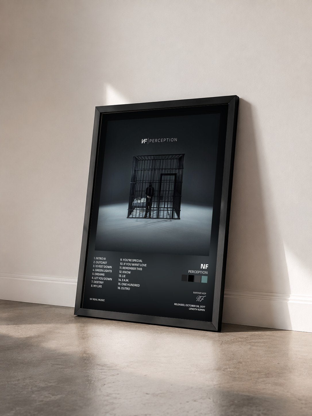 #noir Tableau de l'album Perception de NF vu de trois quarts, cadre noir