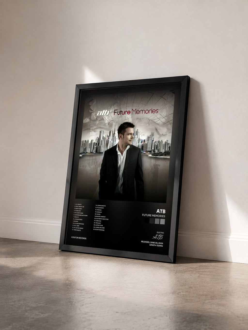#noir Tableau de l'album Future Memories de ATB vu de trois quarts, cadre noir