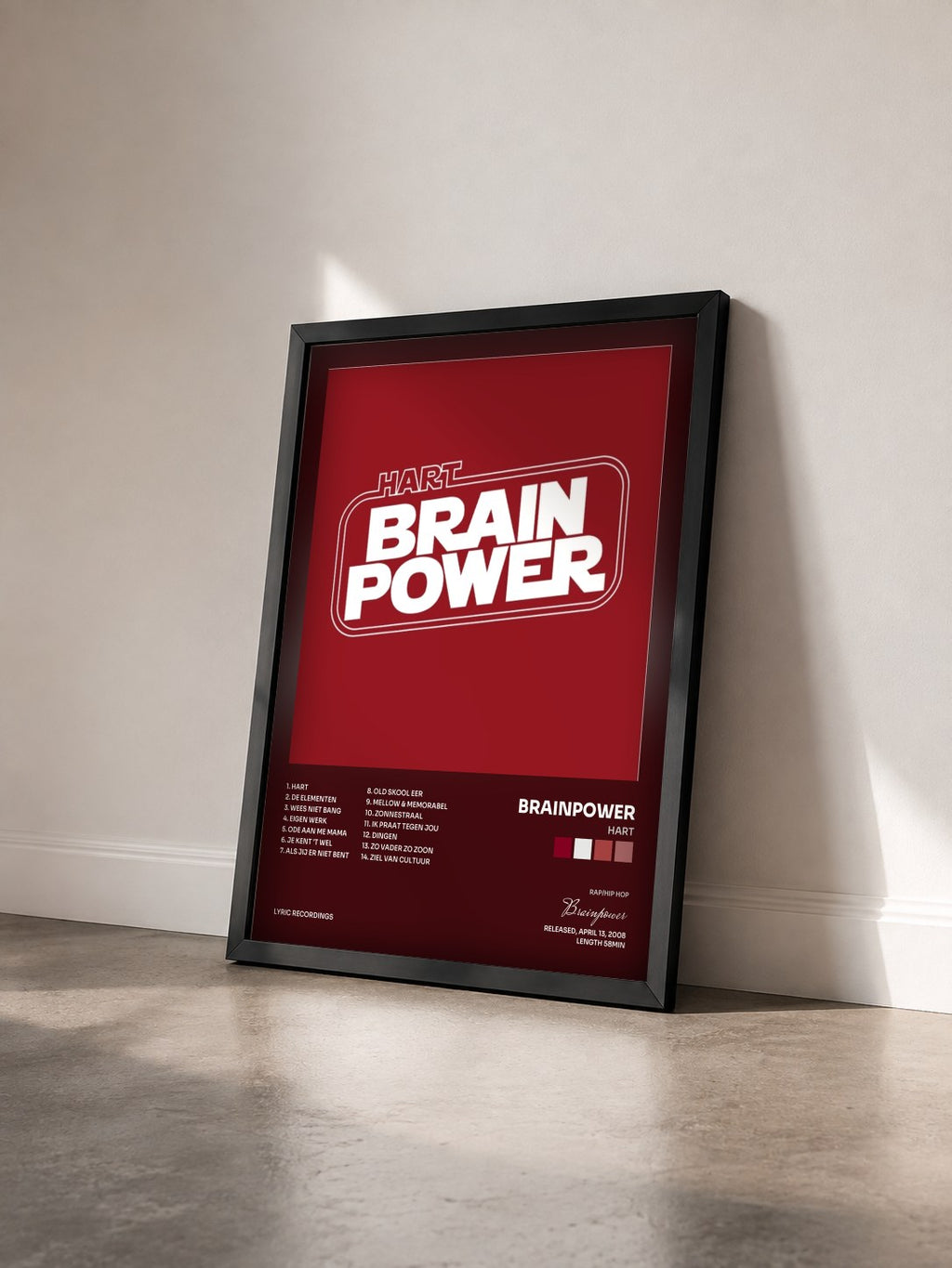 #noir Tableau de l'album Hart de Brainpower vu de trois quarts, cadre noir