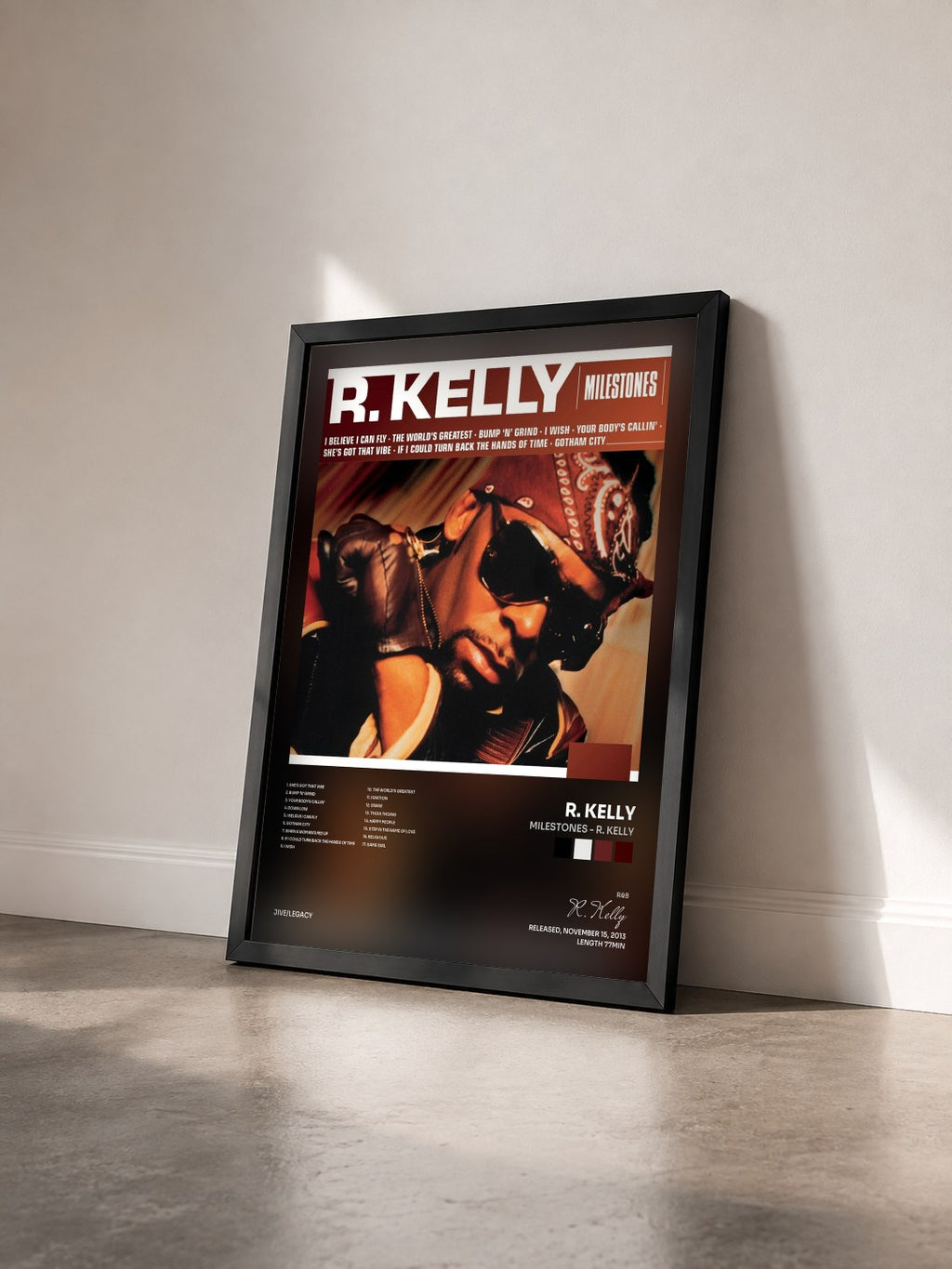 #noir Tableau de l'album Milestones - R. Kelly de R. Kelly vu de trois quarts, cadre noir
