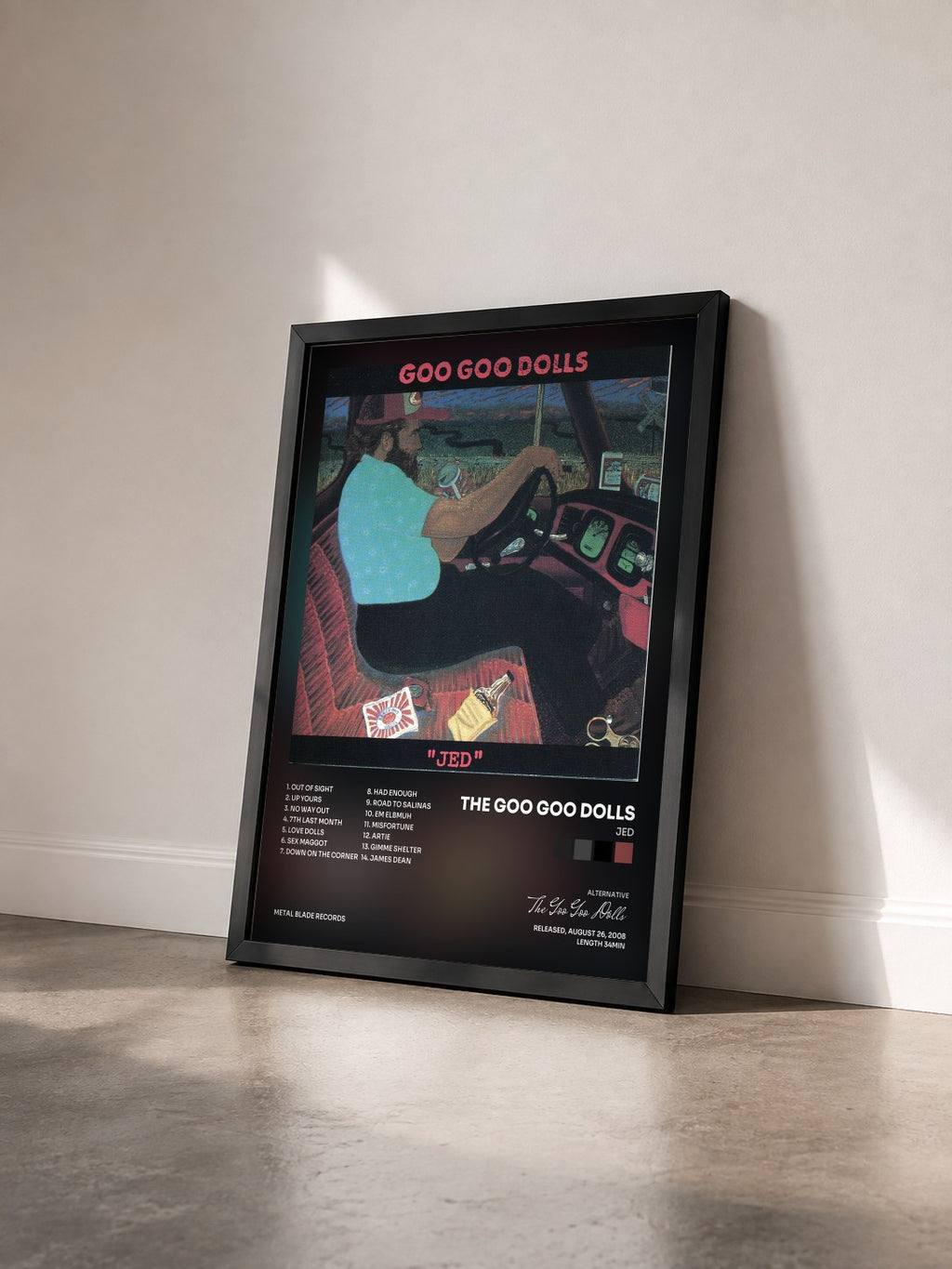 #noir Tableau de l'album Jed de The Goo Goo Dolls vu de trois quarts, cadre noir