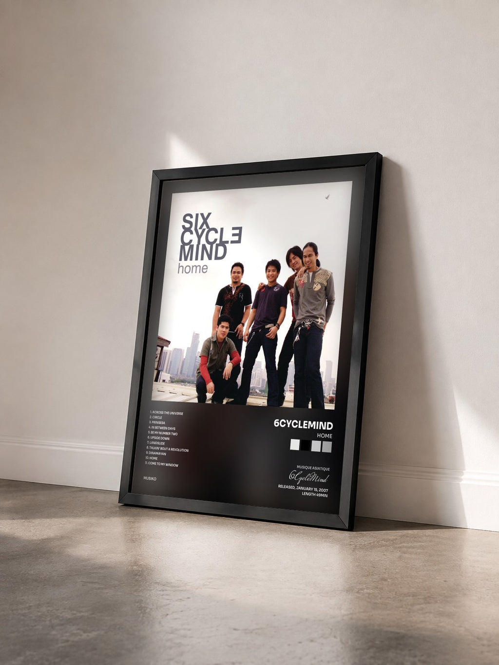 #noir Tableau de l'album Home de 6CycleMind vu de trois quarts, cadre noir