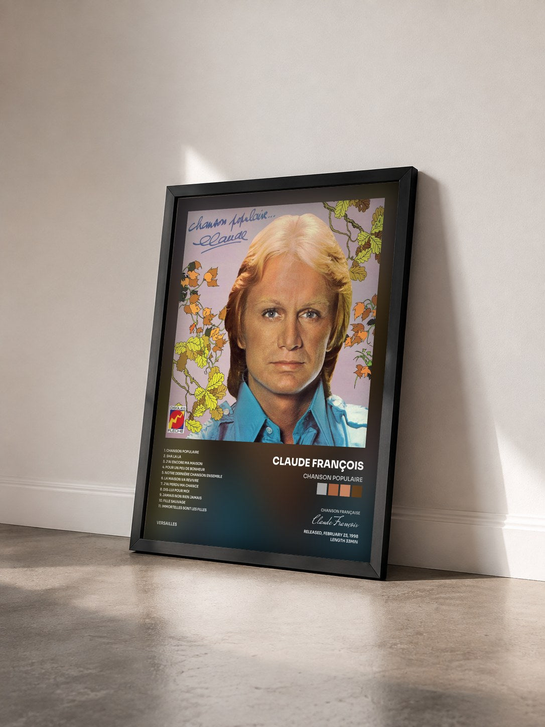 #noir Tableau de l'album Chanson populaire de Claude François vu de trois quarts, cadre noir