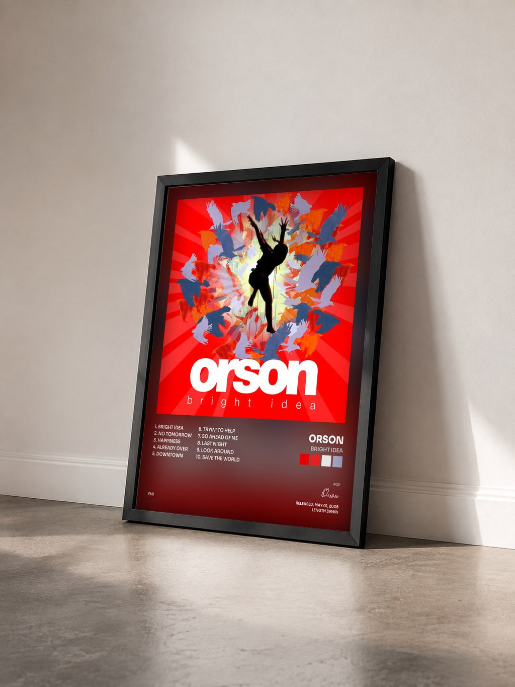 #noir Tableau de l'album Bright Idea de Orson vu de trois quarts, cadre noir