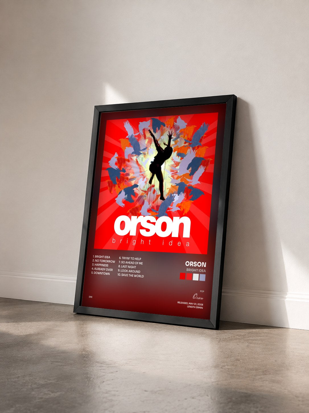 #noir Tableau de l'album Bright Idea de Orson vu de trois quarts, cadre noir