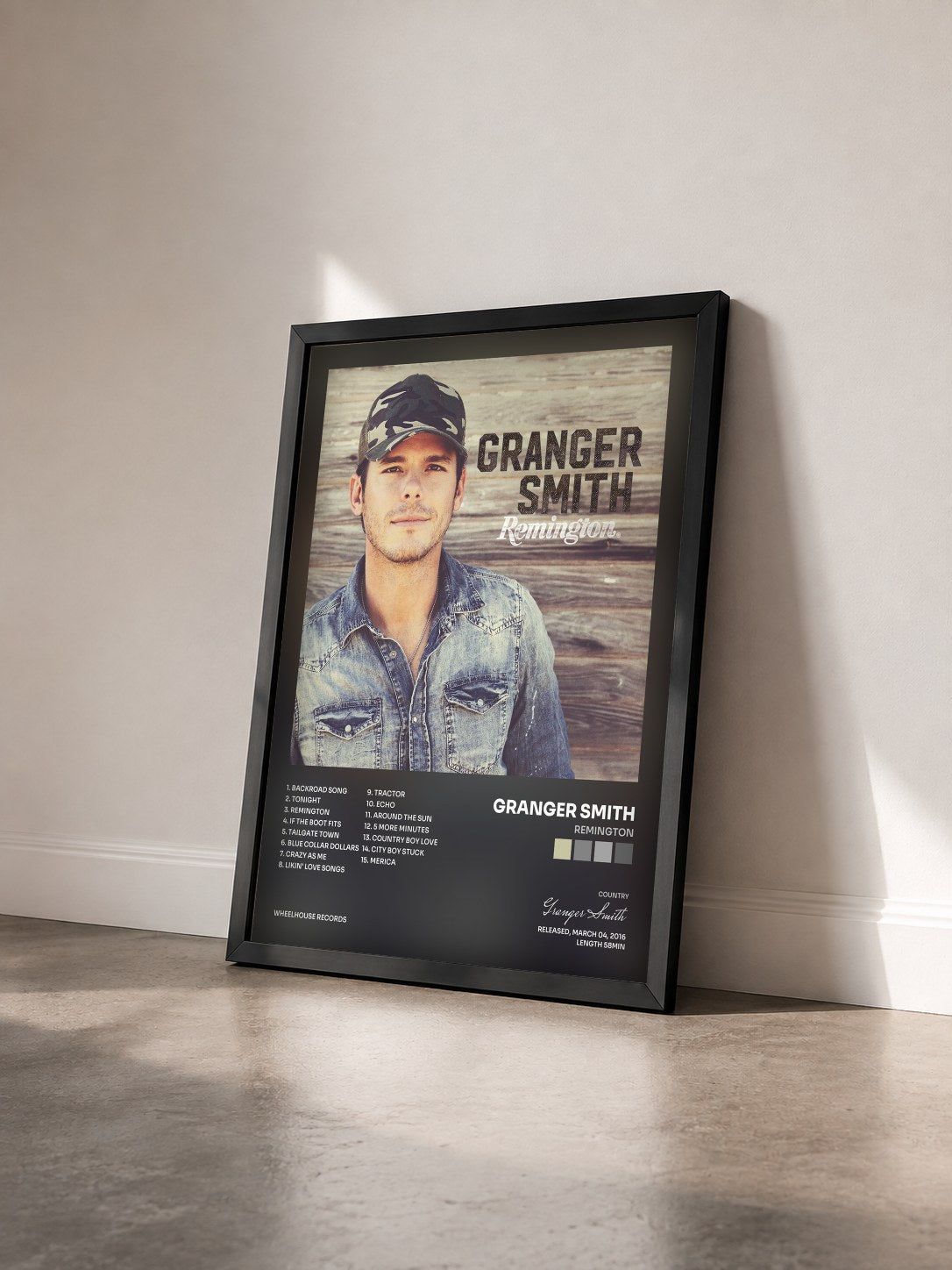 #noir Tableau de l'album Remington de Granger Smith vu de trois quarts, cadre noir
