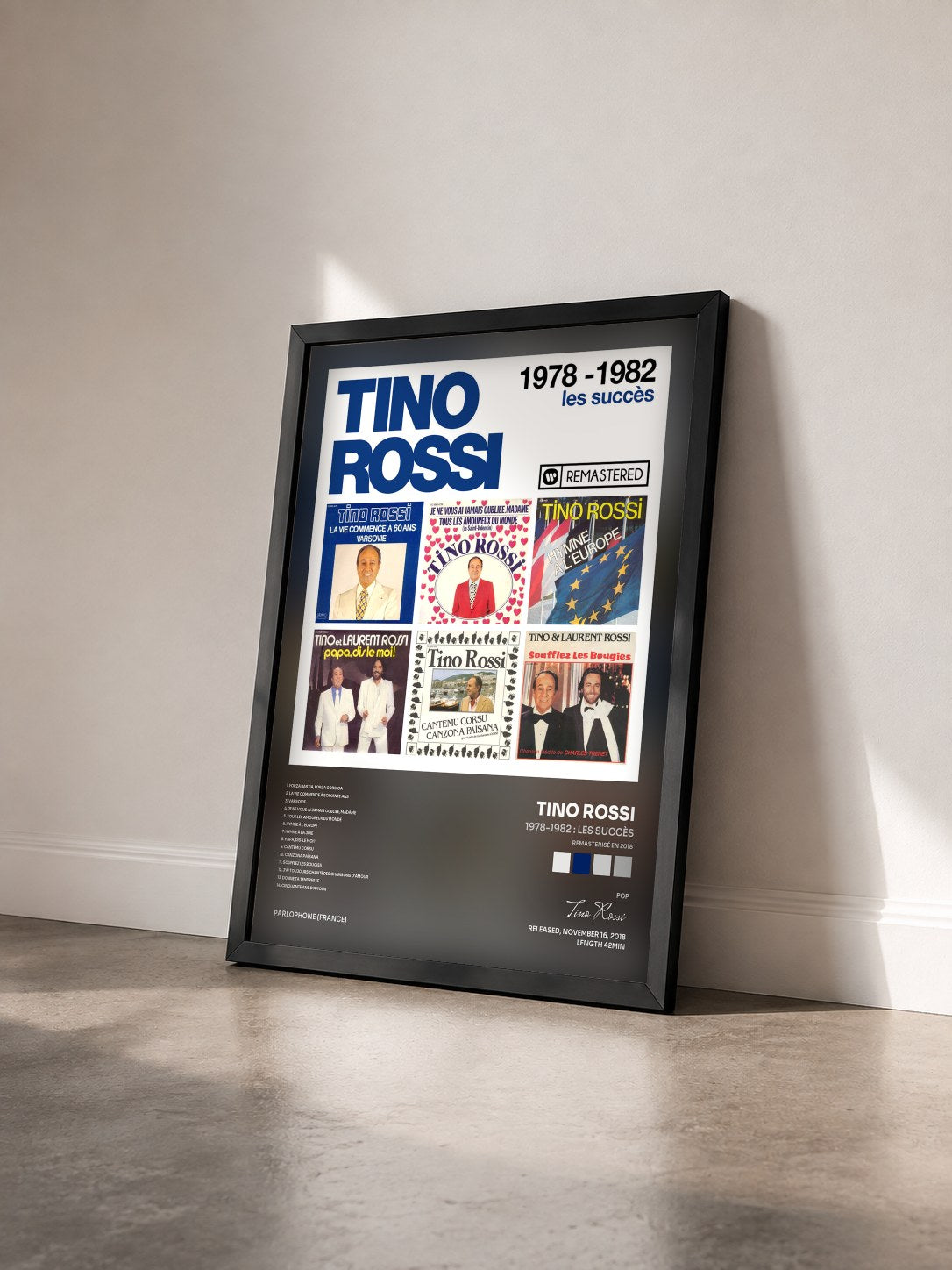#noir Tableau de l'album 1978-1982 : Les succès (Remasterisé en 2018) de Tino Rossi vu de trois quarts, cadre noir