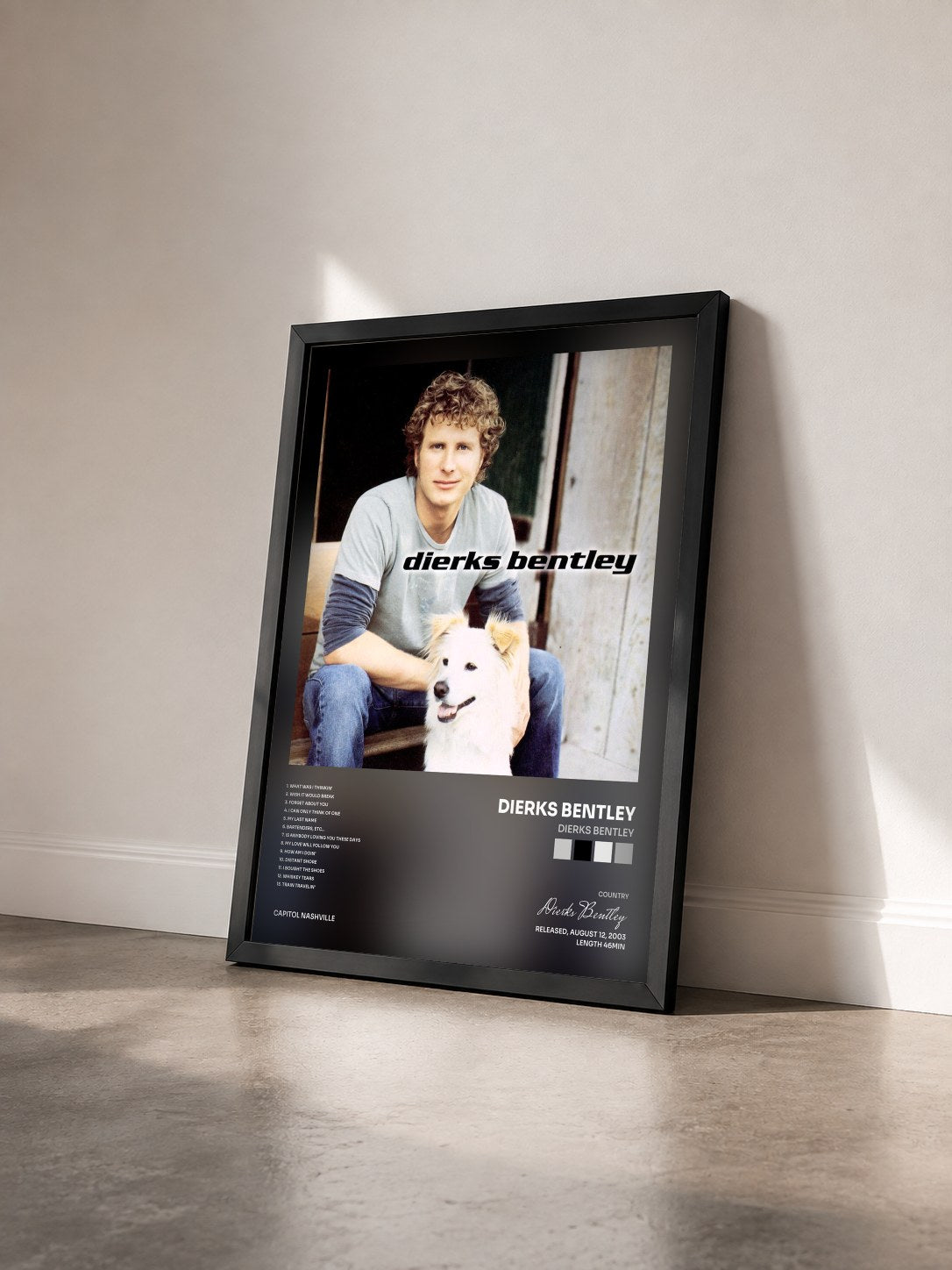 #noir Tableau de l'album Dierks Bentley de Dierks Bentley vu de trois quarts, cadre noir