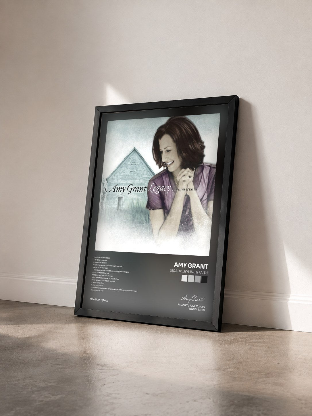 #noir Tableau de l'album Legacy...Hymns & Faith de Amy Grant vu de trois quarts, cadre noir