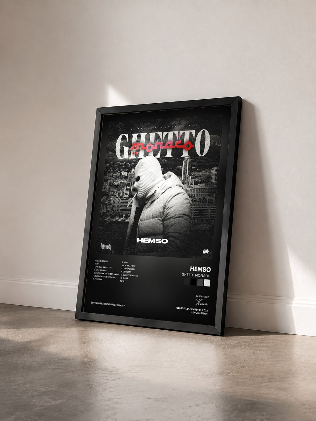 #noir Tableau de l'album Ghetto Monaco de Hemso vu de trois quarts, cadre noir