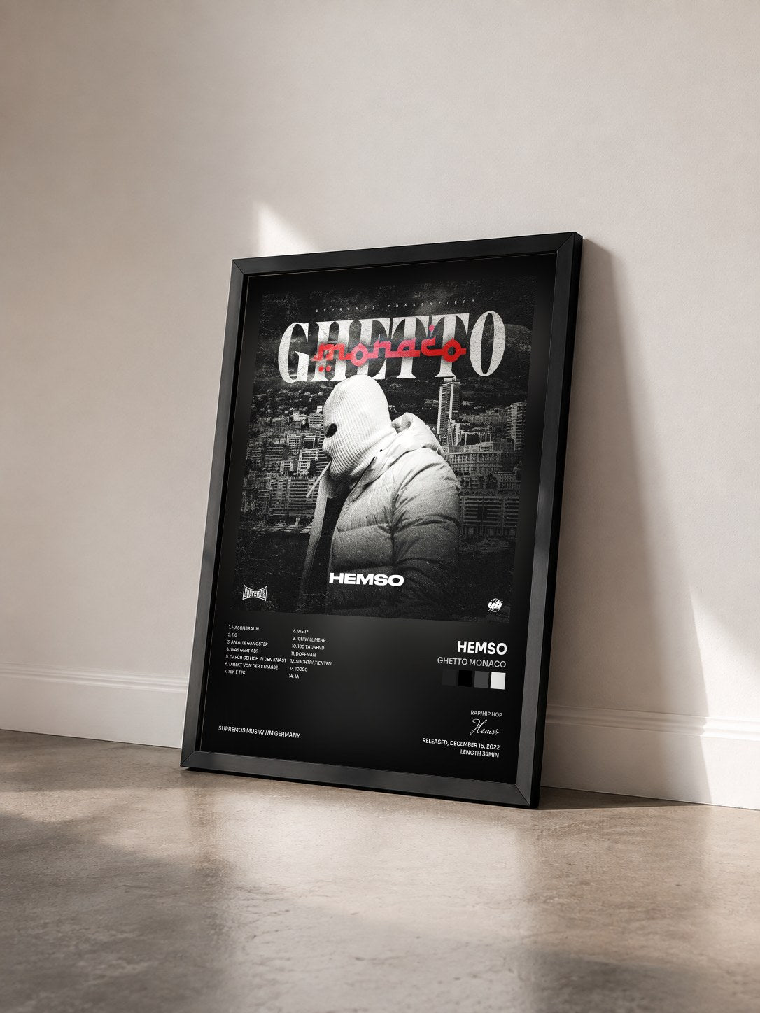 #noir Tableau de l'album Ghetto Monaco de Hemso vu de trois quarts, cadre noir