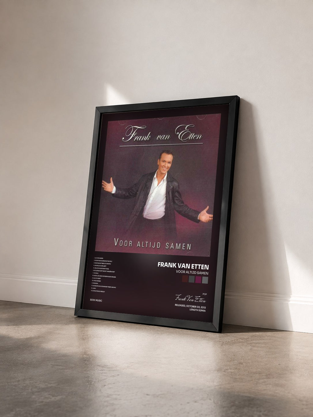 #noir Tableau de l'album Voor Altijd Samen de Frank Van Etten vu de trois quarts, cadre noir