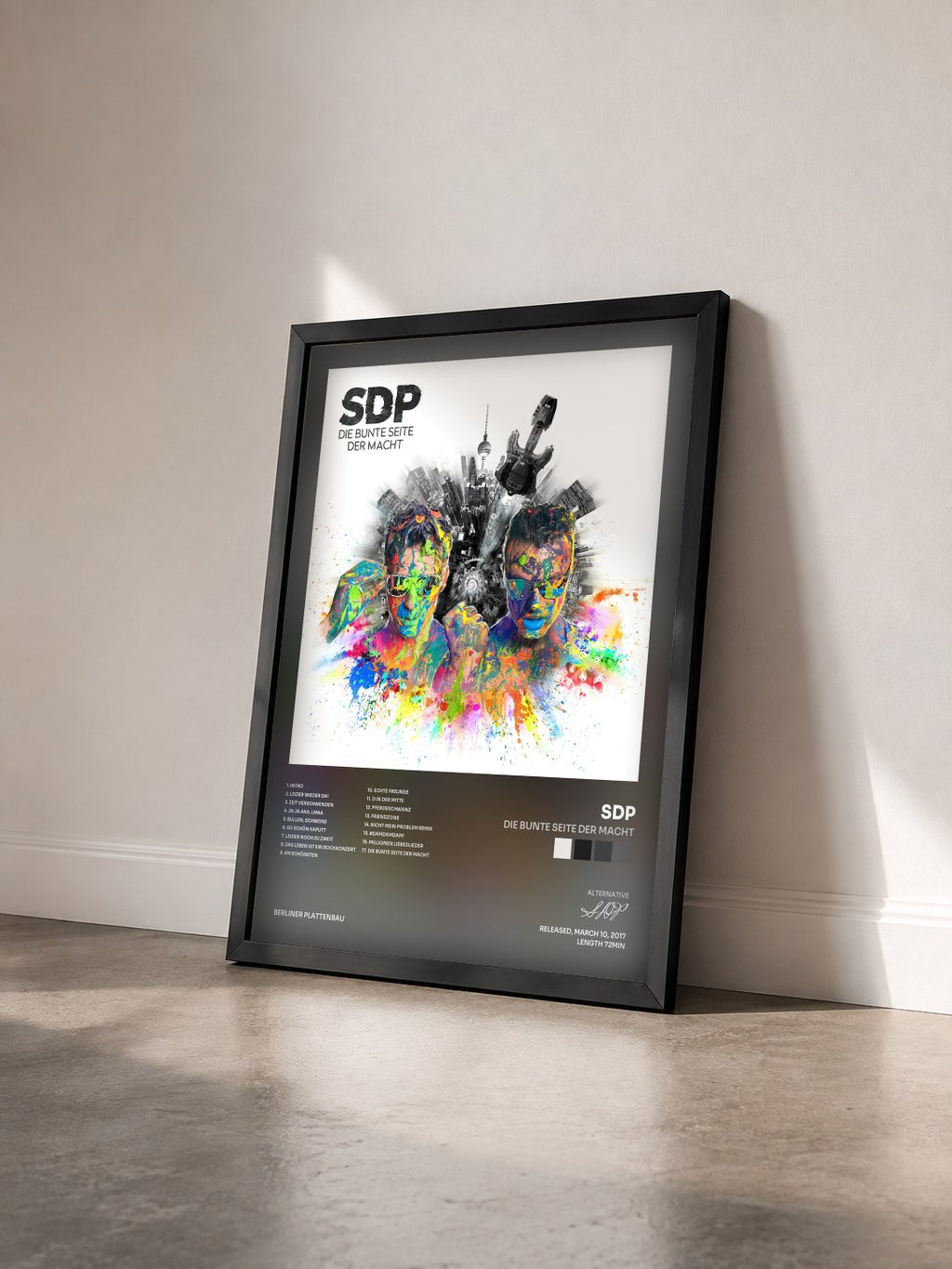 #noir Tableau de l'album Die bunte Seite der Macht de SDP vu de trois quarts, cadre noir