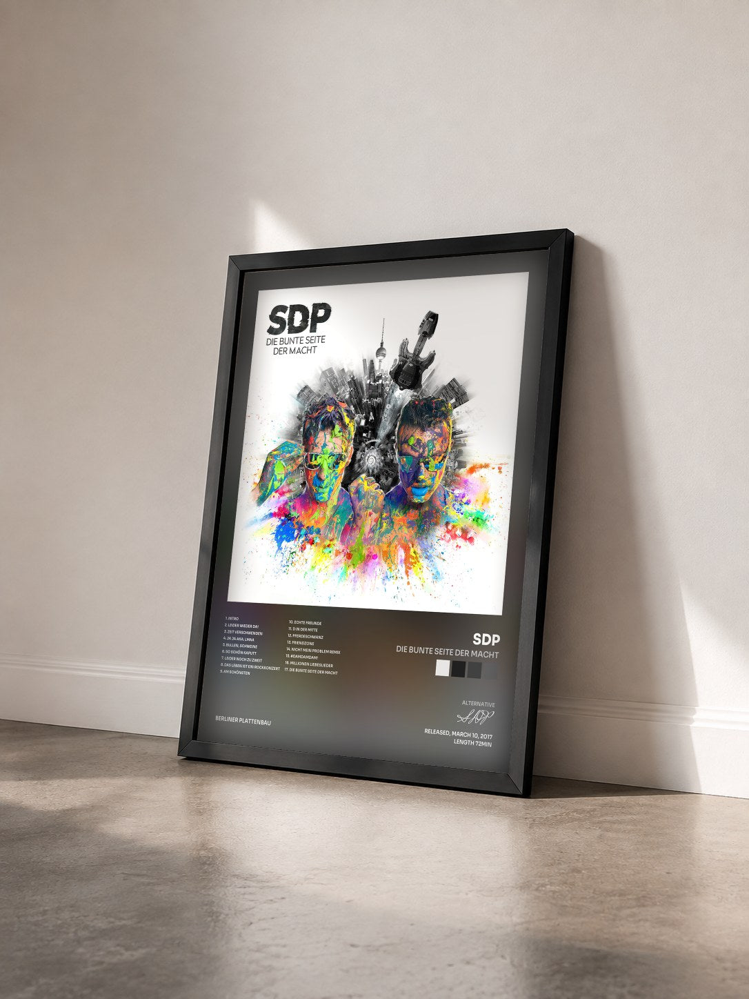 #noir Tableau de l'album Die bunte Seite der Macht de SDP vu de trois quarts, cadre noir