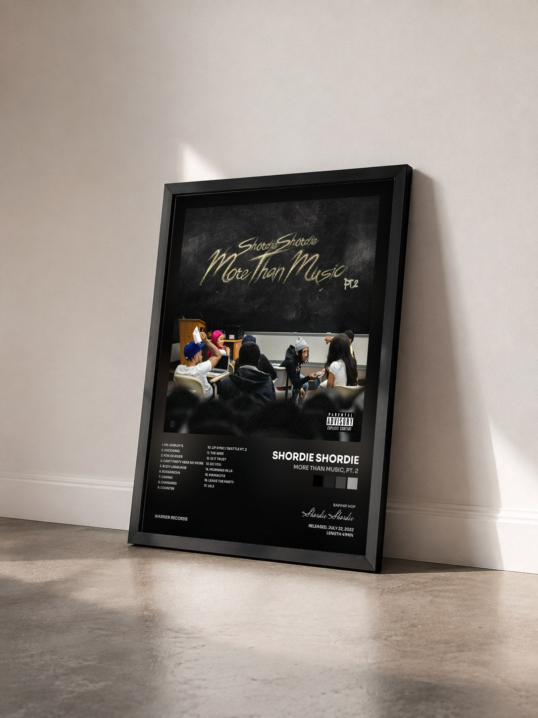 #noir Tableau de l'album More Than Music, Pt. 2 de Shordie Shordie vu de trois quarts, cadre noir