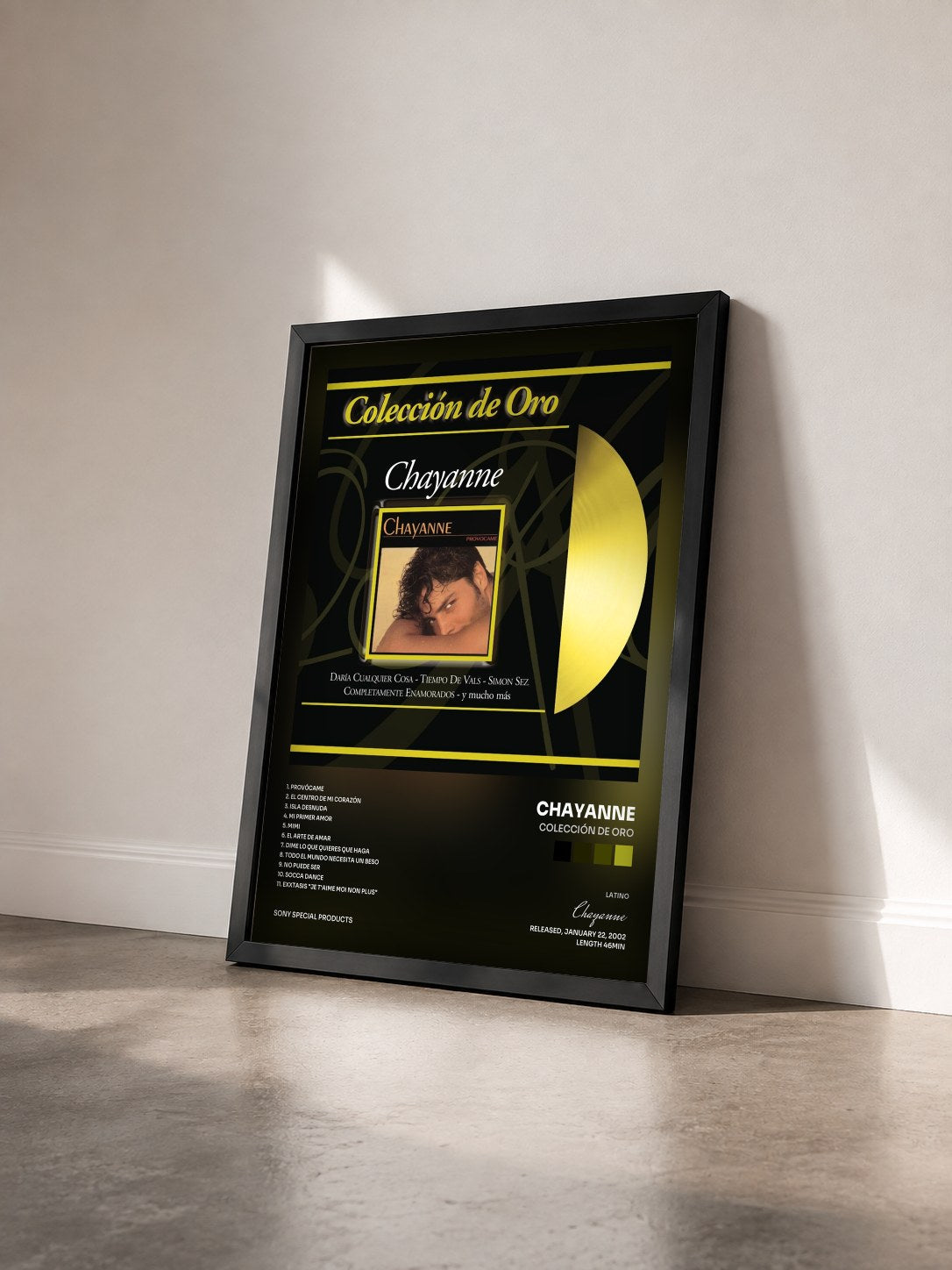 #noir Tableau de l'album Colección De Oro de Chayanne vu de trois quarts, cadre noir