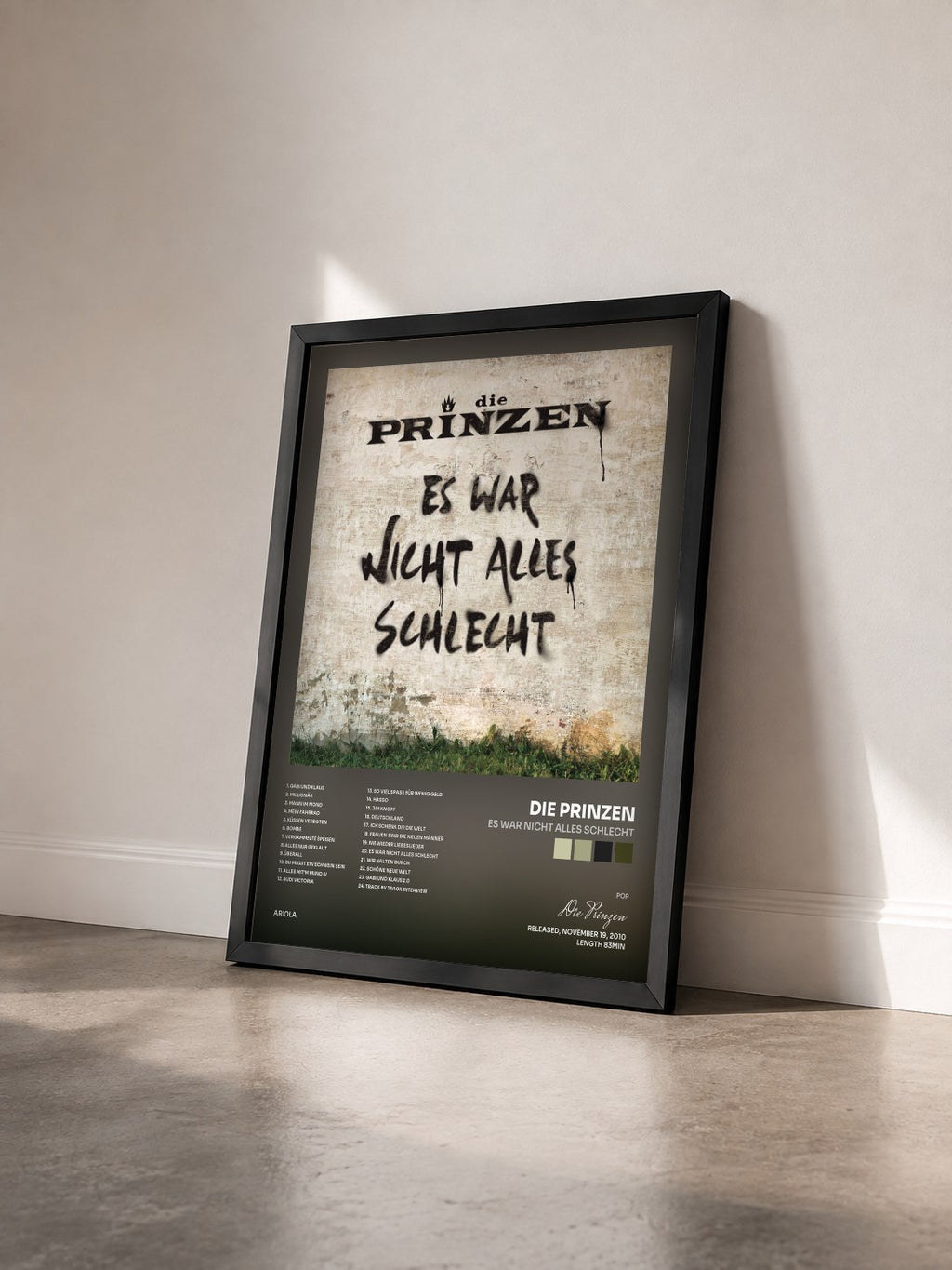 #noir Tableau de l'album Es war nicht alles schlecht de Die Prinzen vu de trois quarts, cadre noir
