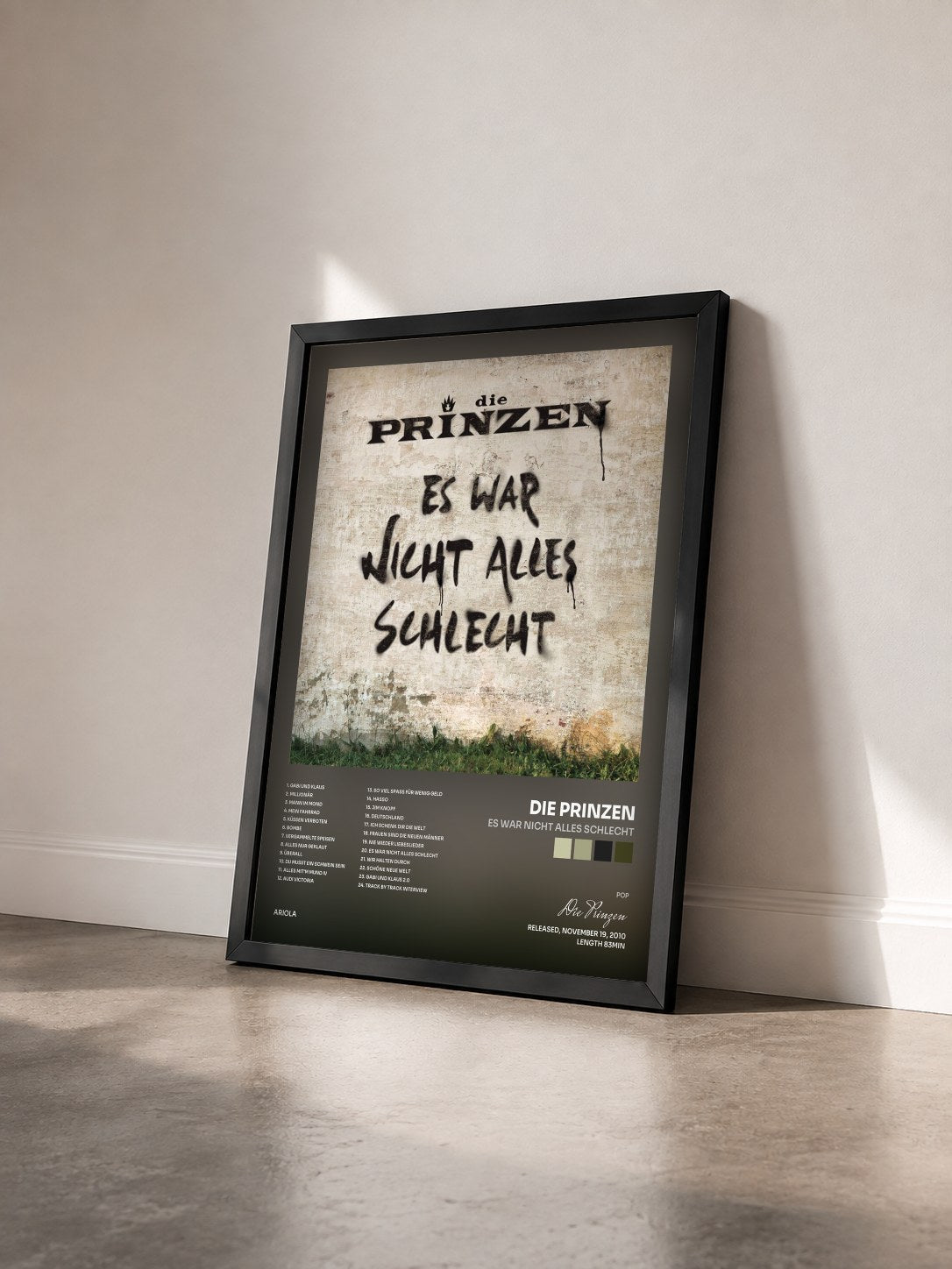 #noir Tableau de l'album Es war nicht alles schlecht de Die Prinzen vu de trois quarts, cadre noir