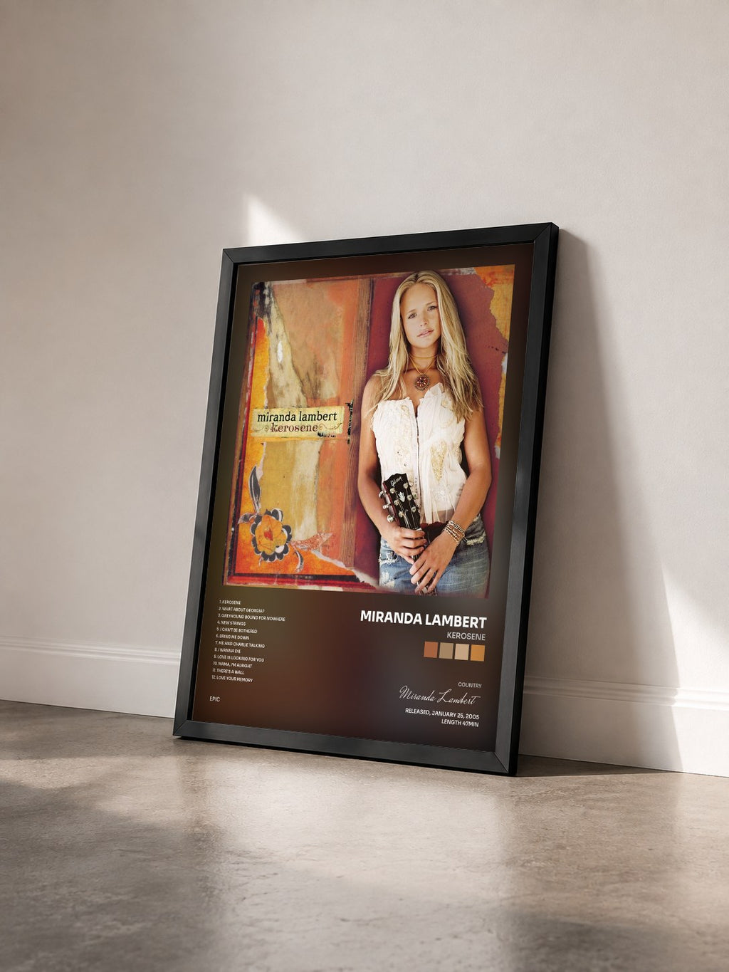 #noir Tableau de l'album Kerosene de Miranda Lambert vu de trois quarts, cadre noir