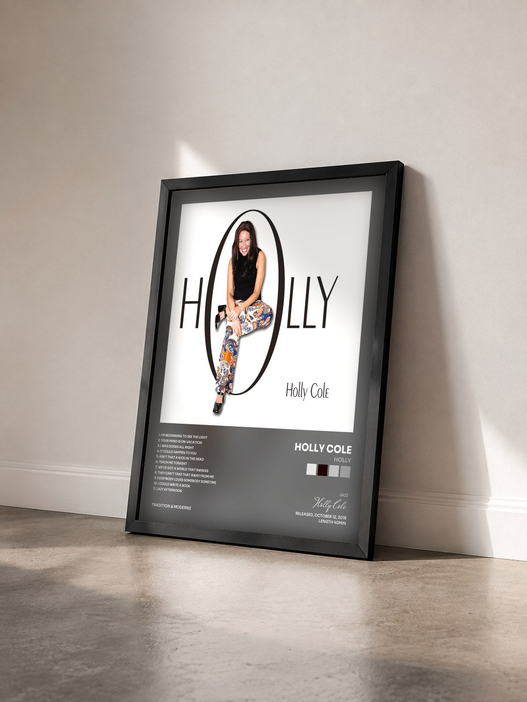 #noir Tableau de l'album Holly de Holly Cole vu de trois quarts, cadre noir