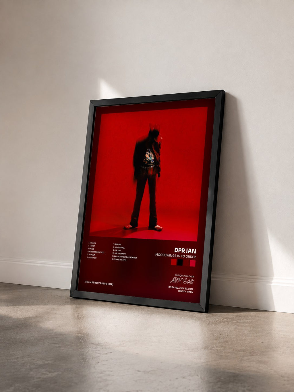 #noir Tableau de l'album Moodswings In To Order de DPR IAN vu de trois quarts, cadre noir