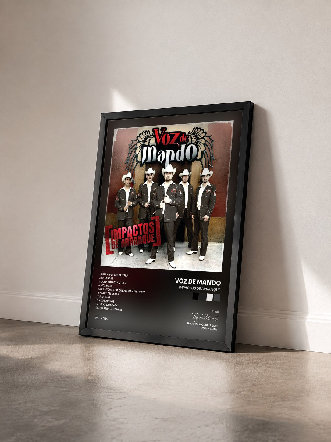 #noir Tableau de l'album Impactos De Arranque de Voz de Mando vu de trois quarts, cadre noir