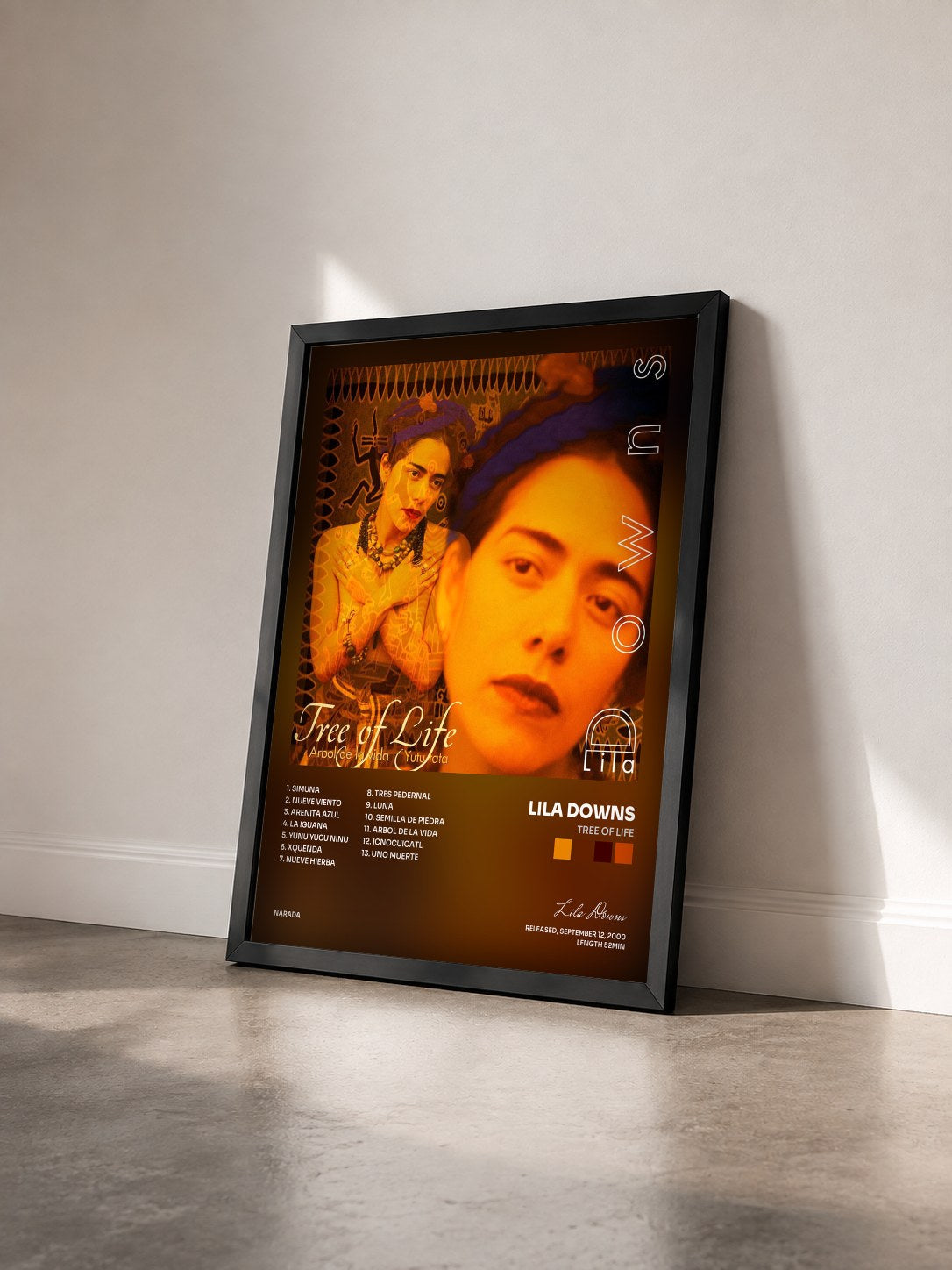 #noir Tableau de l'album Tree Of Life de Lila Downs vu de trois quarts, cadre noir