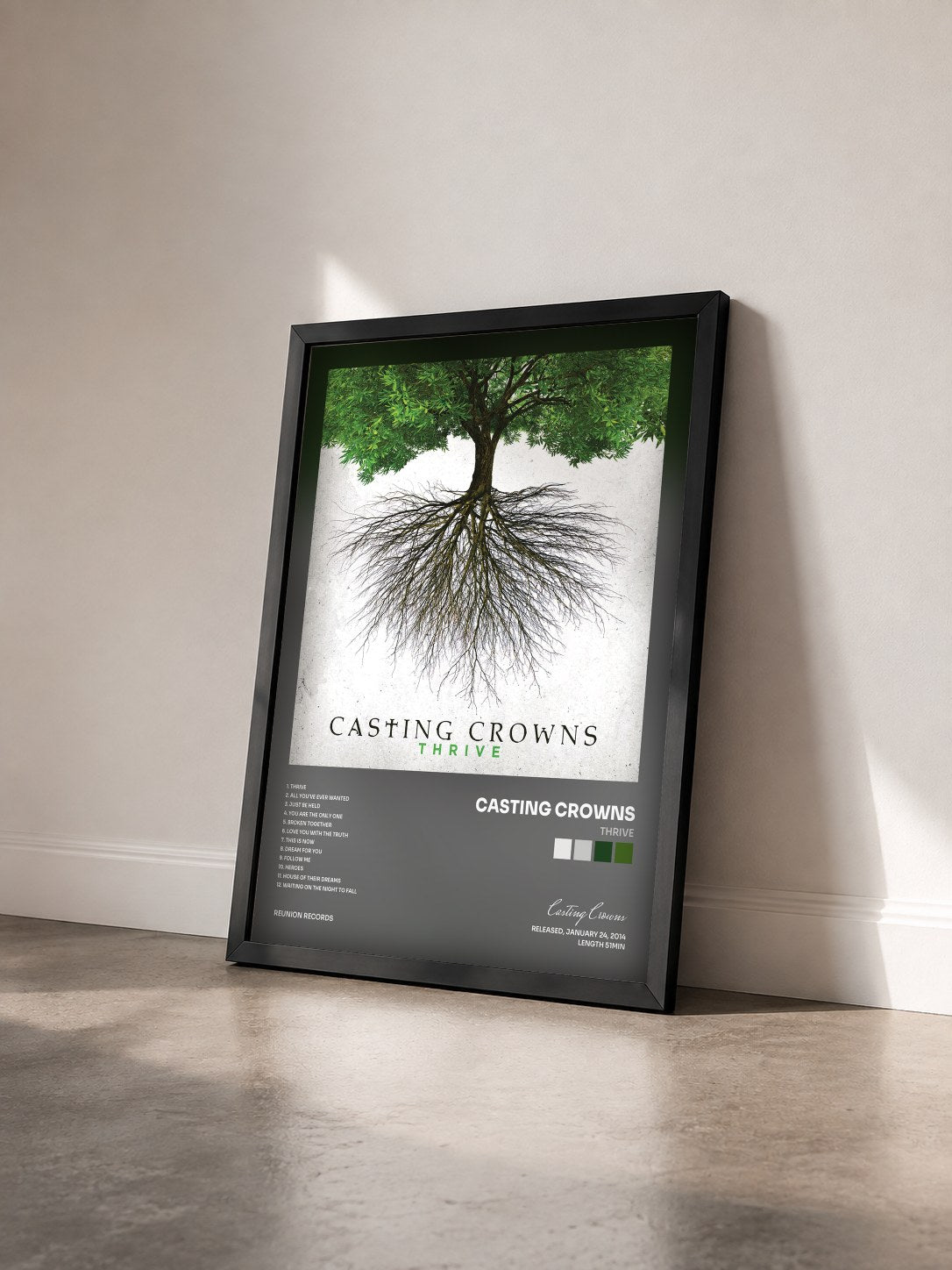 #noir Tableau de l'album Thrive de Casting Crowns vu de trois quarts, cadre noir