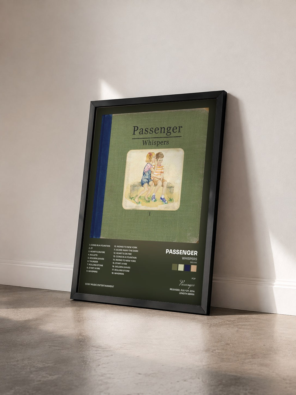 #noir Tableau de l'album Whispers (Deluxe) de Passenger vu de trois quarts, cadre noir
