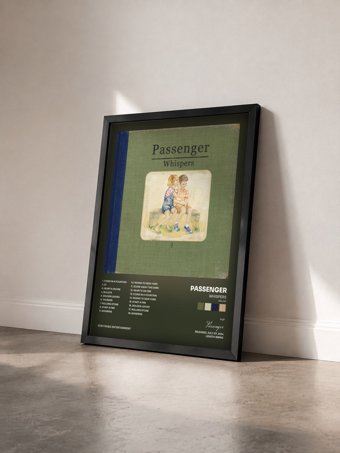 #noir Tableau de l'album Whispers (Deluxe) de Passenger vu de trois quarts, cadre noir